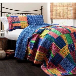 New Lush Decor Misha 3 Piece Quilt Set boho shabby chic unique bright vibrant